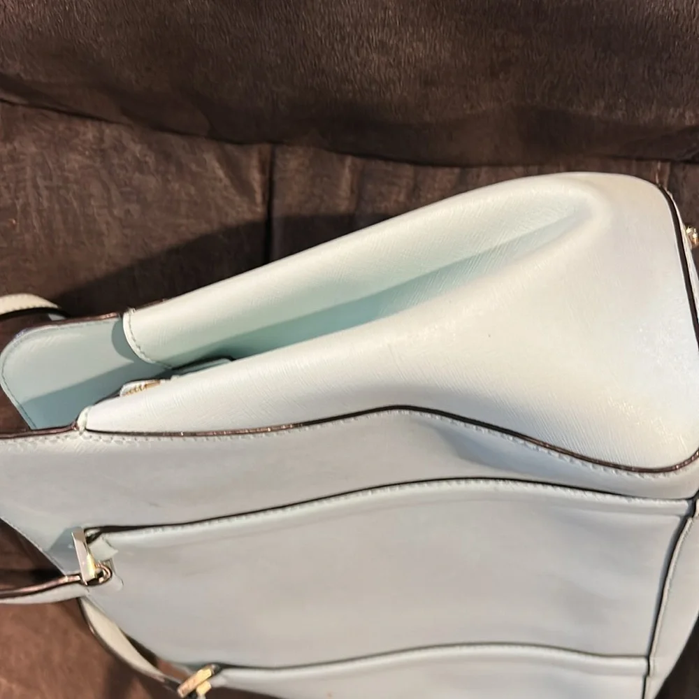 Kate Spade Newberry Lane light aqua shoulder bag three large compartments